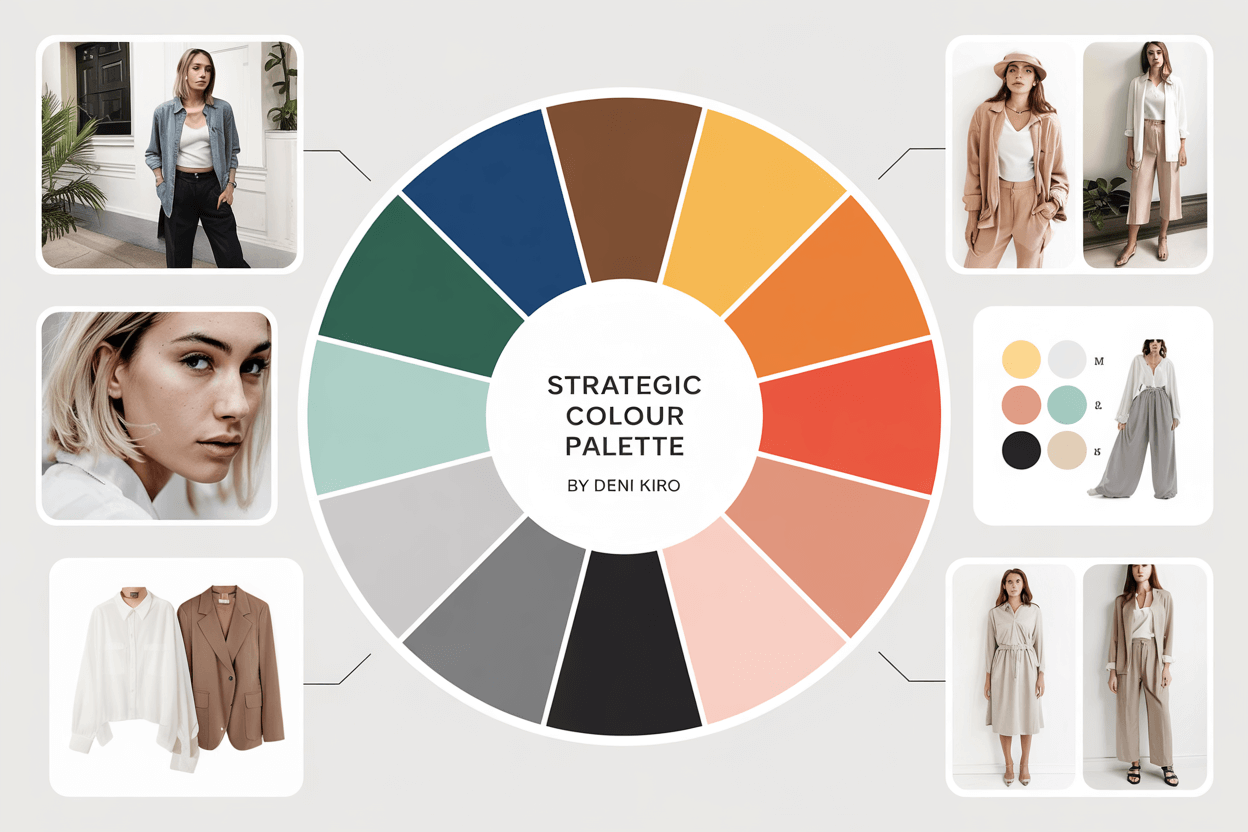 Strategic Colour Palette for Capsule Wardrobe – Styled by Deni Kiro in London Performance wardrobe colour palette design by London personal stylist Deni Kiro