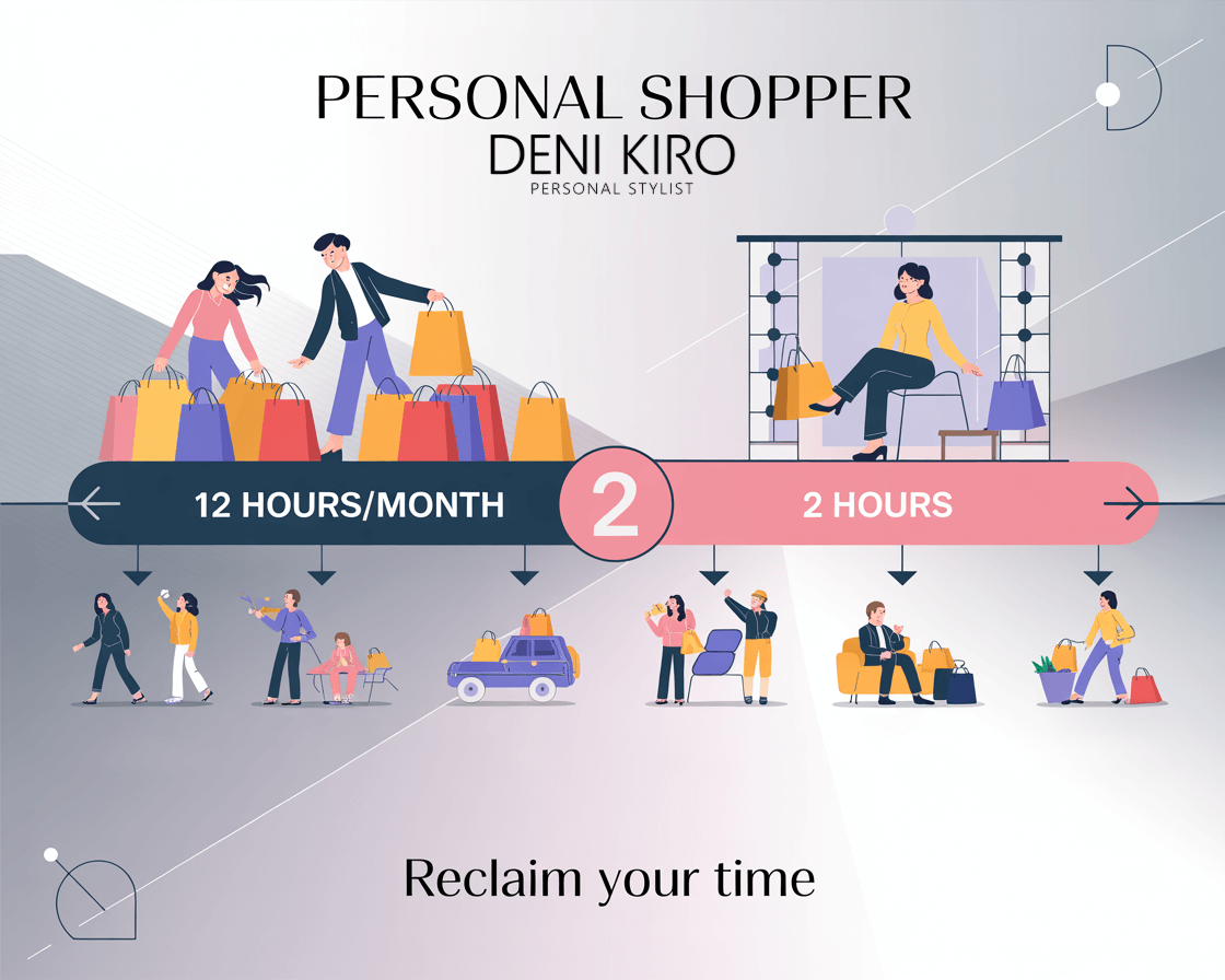 Professional woman saves time with luxury personal shopper UK instead of shopping alone
