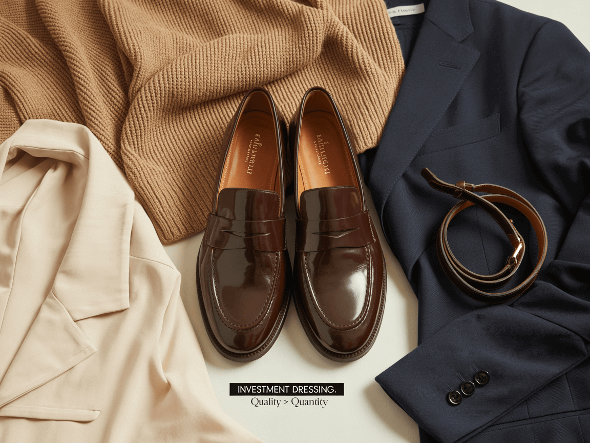 Investment Dressing Flat Lay Quality Italian Fashion Pieces investment dressing italian fashion quality over quantity flat lay