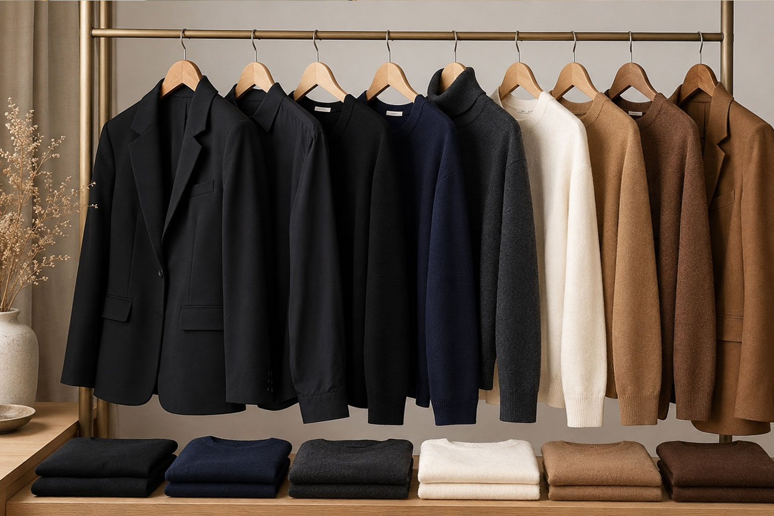 black clothing compared with softer wardrobe colours