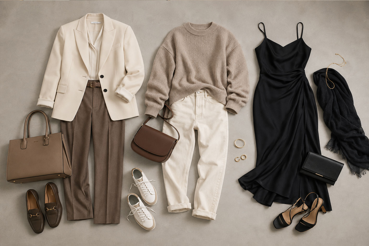 Work Casual And Evening Outfits In A Cohesive Colour Palette